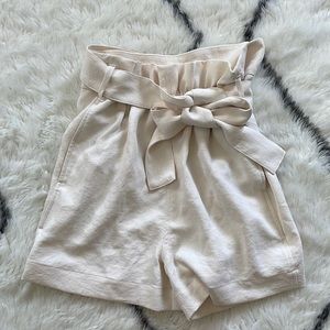Aritzia Wilfred White High Waist Tie Shorts